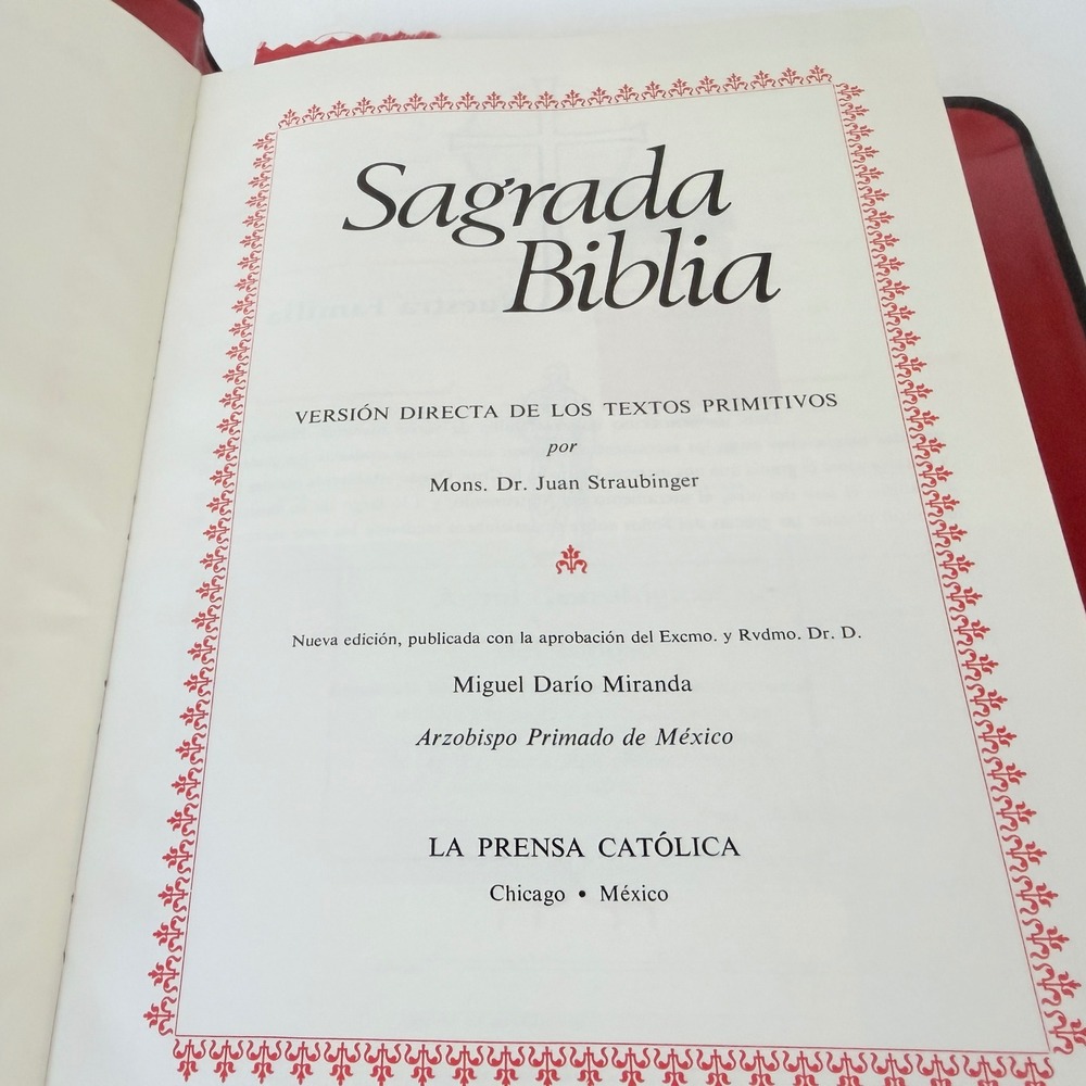Libros Basicos Sagrada Biblia Spanish Family Bible Black Gold 1974 Good Catholic - Picture 9 of 16